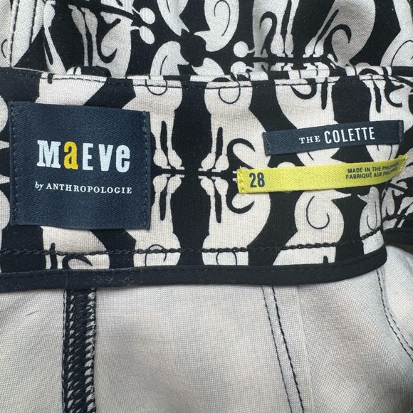 Anthropologie Black and Cream Patterned Cropped Pants - Picture 3 of 7